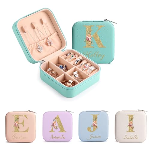 MeMeDIY Personalisierte Schmuckschatulle mit Namen/Blume Individuelles Leder Reise-Schmuckkästchen Schmuck-Organizer-Box Hochzeit Brautjungfer Geschenke für Frauen und Mütter -H3 MeMeDIY Personalisierte Schmuckschatulle mit Namen/Blume Individuelles Leder Reise-Schmuckkästchen Schmuck-Organizer-Box Hochzeit Brautjungfer Geschenke für Frauen und Mütter -H3 von MeMeDIY