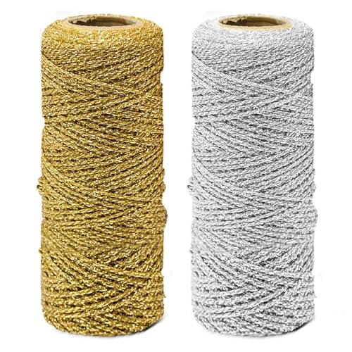 1 MM Kordel Gold und Silber, 200M Geschenkband Garn Schnur zum Basteln, Nicht Elastisch Kordelband Schnur, für Weihnachten Hochzeit Dekoration, Geschenkpapier, Handwerk 1 MM Kordel Gold und Silber, 200M Geschenkband Garn Schnur zum Basteln, Nicht Elastisch Kordelband Schnur, für Weihnachten Hochzeit Dekoration, Geschenkpapier, Handwerk von MeYuxg