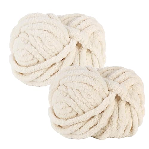 MeYuxg 2 x 250 Beige Gramm Dicke Wolle Garn Strickgarn, Super Soft Chenille Chunky Yarn, Wolle Super Bulky für Gehäkelte Decken gestrickte Haustiernester Decken Dekokissen Armstricken Wolle MeYuxg 2 x 250 Beige Gramm Dicke Wolle Garn Strickgarn, Super Soft Chenille Chunky Yarn, Wolle Super Bulky für Gehäkelte Decken gestrickte Haustiernester Decken Dekokissen Armstricken Wolle von MeYuxg