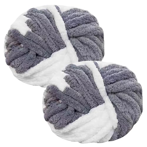 MeYuxg 2 x 250 Gramm Dicke Wolle Garn Strickgarn, Super Soft Chenille Chunky Yarn, Wolle Super Bulky für Gehäkelte Decken Gestrickte Haustiernester Decken Dekokissen Armstricken Cremefarben MeYuxg 2 x 250 Gramm Dicke Wolle Garn Strickgarn, Super Soft Chenille Chunky Yarn, Wolle Super Bulky für Gehäkelte Decken Gestrickte Haustiernester Decken Dekokissen Armstricken Cremefarben von MeYuxg