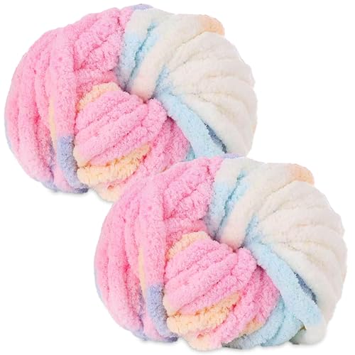 MeYuxg 2 x 250 Gramm Dicke Wolle Garn Strickgarn, Super Soft Chenille Chunky Yarn, Wolle Super Bulky für Gehäkelte Decken Haustiernester Decken Dekokissen Armstricken Marshmallow-Farbe MeYuxg 2 x 250 Gramm Dicke Wolle Garn Strickgarn, Super Soft Chenille Chunky Yarn, Wolle Super Bulky für Gehäkelte Decken Haustiernester Decken Dekokissen Armstricken Marshmallow-Farbe von MeYuxg