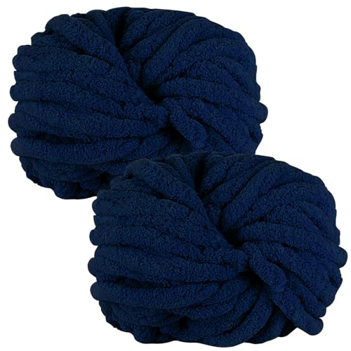MeYuxg 2 x 250 Gramm Dicke Wolle Garn Strickgarn, Super Soft Chenille Chunky Yarn, Wolle Super Bulky für Gehäkelte Decken gestrickte Haustiernester Decken Dekokissen Armstricken Wolle - Marineblau MeYuxg 2 x 250 Gramm Dicke Wolle Garn Strickgarn, Super Soft Chenille Chunky Yarn, Wolle Super Bulky für Gehäkelte Decken gestrickte Haustiernester Decken Dekokissen Armstricken Wolle - Marineblau von MeYuxg