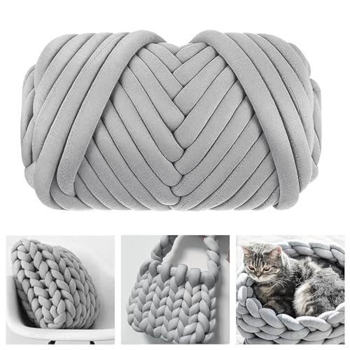 MeYuxg Chunky Yarn Grau, 25M Chunky Wolle Superweicher Waschbarer, Stricken & Selbermachen Armstricken Wolle für Dicke Wolle zum Stricken, Handstrickgarn, Grobstrick (500g) von MeYuxg