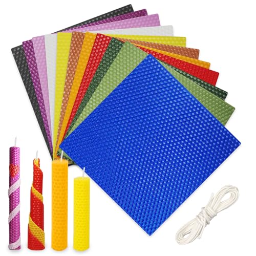 MeYuxg Kerzen Selber Maschinen Set Kinder 12 Lebendigen Farben Bienenwachsflocken mit 3 Meter Baumwolldocht zum Herstellen von Kerzen Kerzen Diy Set, Perfekt für Hochzeitsdekoration und Geschenke von MeYuxg