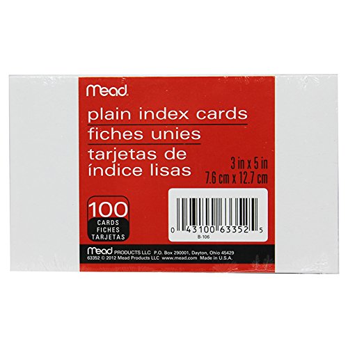 Mead Products LLC Karten Karteikarten, blanko, 3 x 5, 100 CT (36 Stück) von Mead
