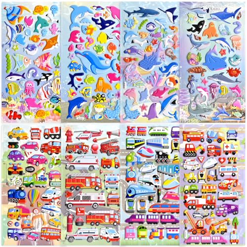 Meafeng 3D Aufkleber für Kinder Kleinkinder, Puffy Sticker Autos und Ozean, Geschwollene Aufkleber, Stickers Craft Scrapbooking Dekoration 8 Blatt Meafeng 3D Aufkleber für Kinder Kleinkinder, Puffy Sticker Autos und Ozean, Geschwollene Aufkleber, Stickers Craft Scrapbooking Dekoration 8 Blatt von Meafeng