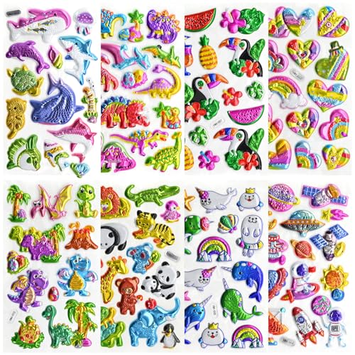 Meafeng Glitzer Sticker, 3D Aufkleber für Kleinkinder, Geschwollene Aufkleber mit Dinosaurier, Pandas, Herzen, Ozean, Weltraum, Seelöwen Motive für Partys, Geschenke Meafeng Glitzer Sticker, 3D Aufkleber für Kleinkinder, Geschwollene Aufkleber mit Dinosaurier, Pandas, Herzen, Ozean, Weltraum, Seelöwen Motive für Partys, Geschenke von Meafeng
