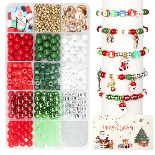 Weihnachten Perlen Set für Armbänder, 615 Stück Armbänder Selber Machen mit 5/8mm Weihnachtsperlen und DIY Charms Ahänger Anhänger, Weihnachtsgeschenke Basteln Perlen für Mädchen 4 5 6 7 8 9 Jahre Weihnachten Perlen Set für Armbänder, 615 Stück Armbänder Selber Machen mit 5/8mm Weihnachtsperlen und DIY Charms Ahänger Anhänger, Weihnachtsgeschenke Basteln Perlen für Mädchen 4 5 6 7 8 9 Jahre von Meafeng
