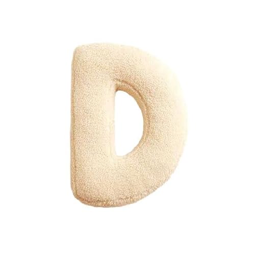 Mealini BUCHSTABENKISSEN - Buchstabe D, wollweiß, ca 23 x 27 cm, Buntes Kissen Alphabet für Namen von Mealini