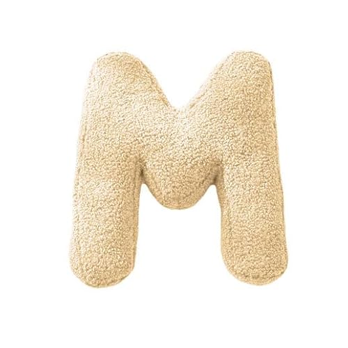 Mealini BUCHSTABENKISSEN - Buchstabe M, wollweiß, ca 28 x 28 cm, Buntes Kissen Alphabet für Namen von Mealini