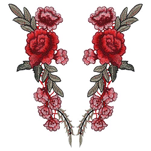 1 Paar DIY Rose Blume bestickte Aufnäher Aufnäher Applikation für Jeans Hosen von Mealoodiousmusea