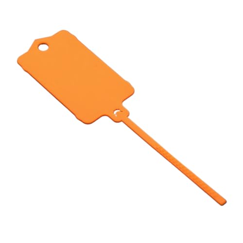100 Stück gezacktes Spanndichtungsband mit großem Etikett, einfach und sicher, wiederverwendbar, blanko, Kunststoffbänder, Schlüsselanhänger, Orange von Mealoodiousmusea
