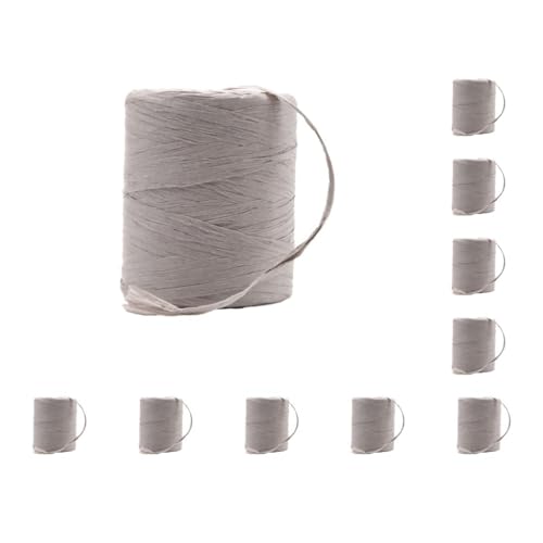 10er-Set Naturpapierbänder für selbstgemachte Geschenke und Verpackungen, breite Anwendung, solides Häkelgarn, Bast, Garn, Bastgarn, Grau von Mealoodiousmusea