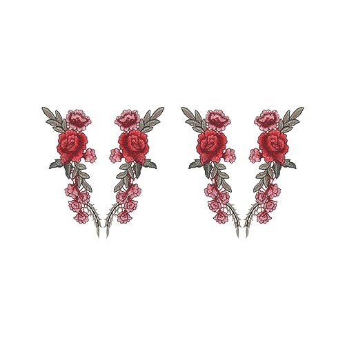 2 Set 1 Paar DIY Rose Blume bestickte Aufnäher Aufnäher Applikation für Jeans Hosen von Mealoodiousmusea