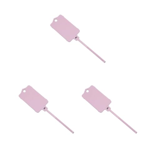 3 Set 100 Stück gezackte Spanndichtungsbänder mit großem Etikett, einfach und sicher, wiederverwendbar, blanko, Kunststoffanhänger, Kunststoffbänder, Schlüsselanhänger, Rosa von Mealoodiousmusea