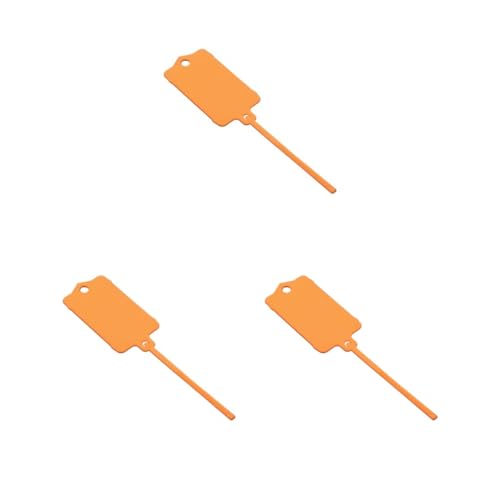 3 Set 100 Stück gezackte Spanndichtungsbänder mit großem Etikett, einfach und sicher, wiederverwendbar, blanko, Kunststoffbänder, Schlüsselanhänger, Orange von Mealoodiousmusea