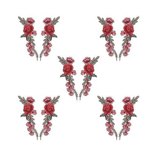 5 Set 1 Paar DIY Rose Blume bestickte Aufnäher Aufnäher Applikation für Jeans Hosen von Mealoodiousmusea