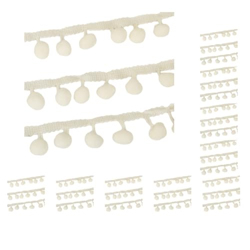 Bommelbälle, Fransenborte, Nähen, vielseitig einsetzbar, breite Anwendung, 4,5 m, Beige, 10 Stück von Mealoodiousmusea