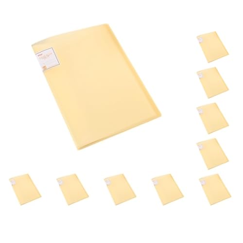 Dokumentenmappe, leicht und tragbar, A3, wasser- und feuchtigkeitsbeständig, Kunststoff, A3-Größe, Präsentations-Sichtbuch, Gelb, 10 Stück von Mealoodiousmusea