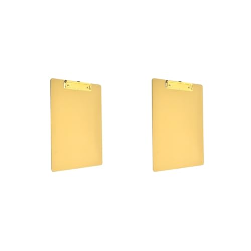 Klemmbrett aus robustem Edelstahl, Must-Have für Profis, A4-Klemmbrett, Schreibblöcke, goldfarben, 21 x 15 cm, 2 Stück von Mealoodiousmusea