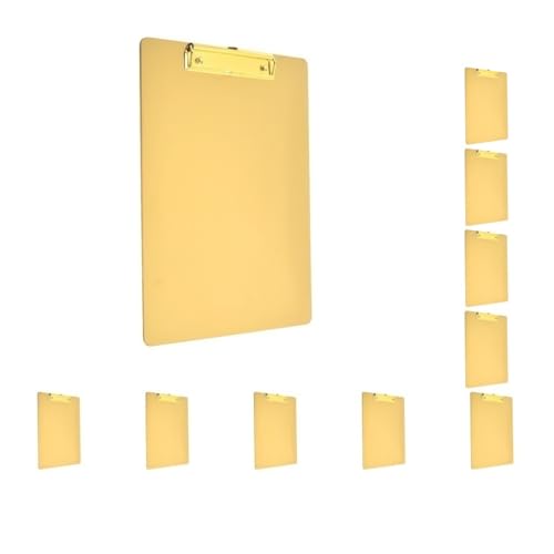 Klemmbrett aus robustem Edelstahl, Must-Have für Profis, A4-Klemmbrett, Schreibblöcke, goldfarben, 31 x 22,5 cm, 10 Stück von Mealoodiousmusea