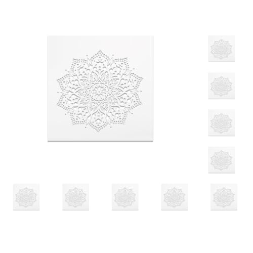 Malschablonen-Set mit 10 Malschablonen – Sparen Sie Zeit und Ärger mit DIY-Set, A3-Posterdruck, Harz-Poster, Drucke, Mandala, Metall, einschließlich Holz, 1–30 x 30 cm von Mealoodiousmusea