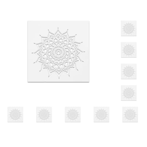Malschablonen-Set mit 10 Malschablonen – Sparen Sie Zeit und Ärger mit DIY-Set, A3-Posterdruck, Harz-Poster, Drucke, Mandala, Metall, einschließlich Holz, 4–50 x 50 cm von Mealoodiousmusea