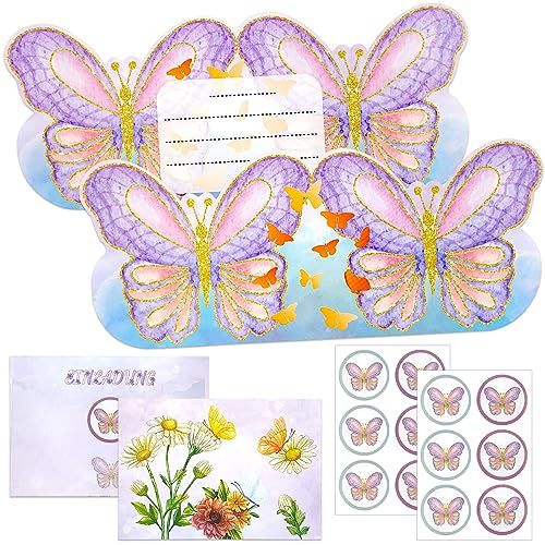 Einladungskarten Kindergeburtstag Mädchen 12 Stück, Einladungskarten Geburtstag Mädchen mit Umschlägen und Aufkleber, Schmetterling Partyeinladungen, Schmetterling Deko Geburtstag (Schmetterling 2) Einladungskarten Kindergeburtstag Mädchen 12 Stück, Einladungskarten Geburtstag Mädchen mit Umschlägen und Aufkleber, Schmetterling Partyeinladungen, Schmetterling Deko Geburtstag (Schmetterling 2) von Meanju