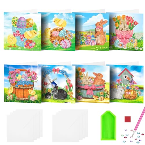 Meanju 8er Set Diamantmalerei Ostern Grußkarten,mit Umschlag,Ostereier Hase Diamant Painting Bilder Grußkarten,Diamond Painting Ostern,Diamond Painting Hase,Diamant Malerei Karten Meanju 8er Set Diamantmalerei Ostern Grußkarten,mit Umschlag,Ostereier Hase Diamant Painting Bilder Grußkarten,Diamond Painting Ostern,Diamond Painting Hase,Diamant Malerei Karten von Meanju