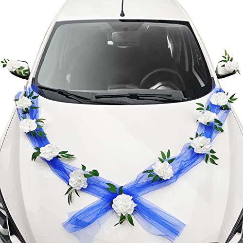 Meanju Autoschmuck Hochzeit,Auto Schmuck Organza,Herz Auto Schmuck,Autoschmuck Hochzeit Motorhaube,Car Wedding Girlande,Hochzeitsauto Deko,Blumenschmuck Auto Hochzeit,für Hochzeits Verlobungsfeier von Meanju