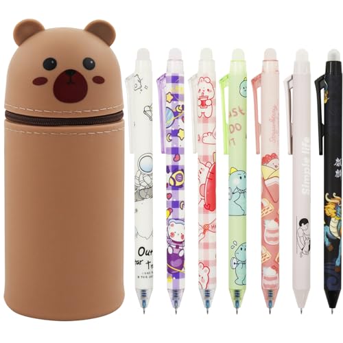 Meanju Radierbare Stifte Set,2 in 1 Federmäppchen mit 7 Stück Radierbarer Kugelschreiber,Ständer up Einziehbar Stifteköcher mit 0.5mm Blau löschbaren Gelstiften Für Schule Büro Meanju Radierbare Stifte Set,2 in 1 Federmäppchen mit 7 Stück Radierbarer Kugelschreiber,Ständer up Einziehbar Stifteköcher mit 0.5mm Blau löschbaren Gelstiften Für Schule Büro von Meanju