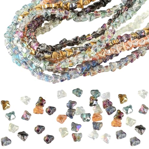 200 Stück Schmetterlings-Glasperlen, Mini-Beschichtung, farbige Schmetterlings-Abstandshalter, kreative Schmetterlings-Perlen für Schmuckherstellung, Ohrringe, Armbänder, Halsketten, Schlüsselband 200 Stück Schmetterlings-Glasperlen, Mini-Beschichtung, farbige Schmetterlings-Abstandshalter, kreative Schmetterlings-Perlen für Schmuckherstellung, Ohrringe, Armbänder, Halsketten, Schlüsselband von Meawaho