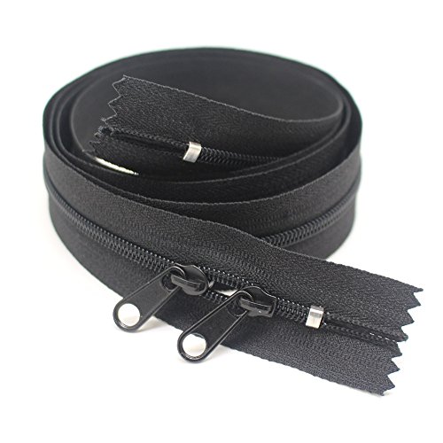 MebuZip 2 Stück 101 cm 2-Wege Reißverschluss Nylon nicht teilbar Reißverschluß Reißverschlüsse für Kleidung Tasche Bett Sack (schwarze) von MebuZip