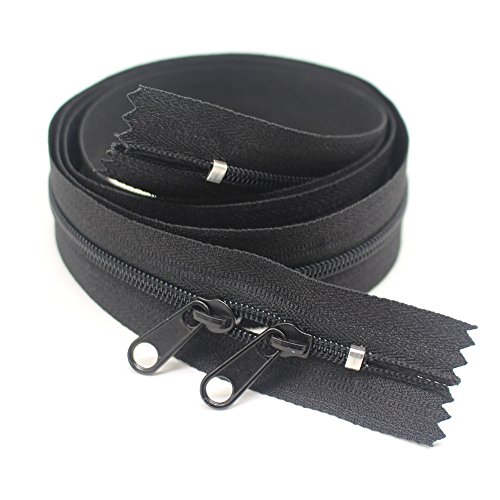 MebuZip 2 Stück 50,8 cm #3 Doppelschieber-Reißverschlüsse Kopf an Kopf, geschlossenes Ende, schwarze Nylon-Spiralreißverschlüsse zum Nähen, Geldbörsen, Taschen, Handtaschen, Tragetaschen, von MebuZip