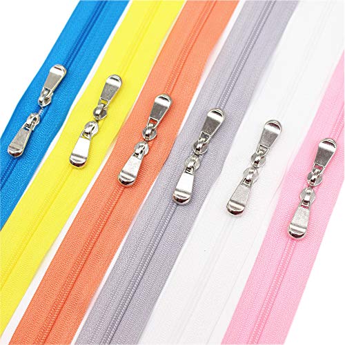 MebuZip 6 Stück 101cm 2-Wege Reißverschluss Nylon nicht teilbar Reißverschluß Reißverschlüsse für Kleidung Tasche Bett Sack (6 Farben) von MebuZip