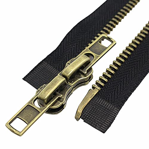 MebuZip #8 24 Zoll Antik Messing Zwei-Wege-Trennjacke Reißverschluss Rechtshänder Robuste Metall-Reißverschlüsse für Herren Jacken Mäntel Nähen (TWRH) von MebuZip