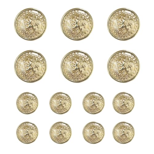 MebuZip MBM37 Blazer-Knöpfe, Metall, 15 mm / 20 mm, für Blazer, Anzüge, Sportmäntel, Nähen, Uniform, Jacken, Hellgold, 14 Stück MebuZip MBM37 Blazer-Knöpfe, Metall, 15 mm / 20 mm, für Blazer, Anzüge, Sportmäntel, Nähen, Uniform, Jacken, Hellgold, 14 Stück von MebuZip