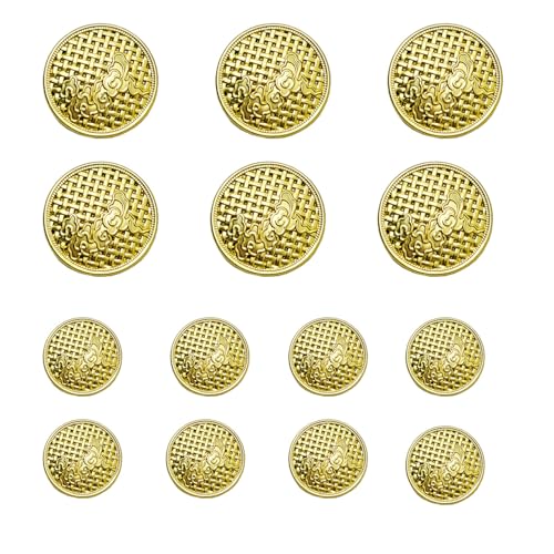 MebuZip MBM42 Blazer-Knöpfe, Metall, goldfarben, 18 mm / 23 mm, für Blazer, Anzüge, Sportmäntel, Nähen, Uniformen, Jacken, 14 Stück MebuZip MBM42 Blazer-Knöpfe, Metall, goldfarben, 18 mm / 23 mm, für Blazer, Anzüge, Sportmäntel, Nähen, Uniformen, Jacken, 14 Stück von MebuZip