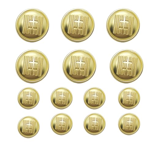 MebuZip MBM44 Blazer-Knöpfe, Metall, goldfarben, 18 mm / 23 mm, für Blazer, Anzüge, Sportmäntel, Nähen, Uniformen, Jacken, 14 Stück MebuZip MBM44 Blazer-Knöpfe, Metall, goldfarben, 18 mm / 23 mm, für Blazer, Anzüge, Sportmäntel, Nähen, Uniformen, Jacken, 14 Stück von MebuZip