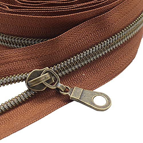MebuZip The Yard Spule Reißverschlüsse aus antikem Messing, metallisch, Nylon, 9,1 m, mit 25 Ziehen, zum Nähen, Basteln, Taschen (braun) von MebuZip