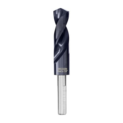 Meccion 2,2 cm (7/8 Zoll) Bohrer, Titan-Aluminium-Nitrid-Beschichtung, M35 Kobalt-Hochgeschwindigkeitsstahl, reduzierter Schaft, Bohrer für Metall, Edelstahl, Gusseisen, Kupfer, Aluminium usw. von Meccion