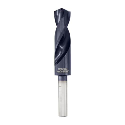 Meccion 29/32 Zoll Bohrer Titan-Aluminium-Nitrid beschichtet, M35 Kobalt-Hochgeschwindigkeitsstahl, reduzierter Schaft, Bohrer für Metall, Edelstahl, Gusseisen, Kupfer, Aluminium usw. von Meccion