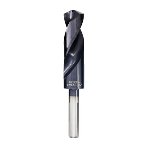Meccion 31/32 Zoll Bohrer Titan-Aluminium-Nitrid beschichtet, M35 Kobalt-Hochgeschwindigkeitsstahl, reduzierter Schaft, Bohrer für Metall, Edelstahl, Gusseisen, Kupfer, Aluminium usw. Meccion 31/32 Zoll Bohrer Titan-Aluminium-Nitrid beschichtet, M35 Kobalt-Hochgeschwindigkeitsstahl, reduzierter Schaft, Bohrer für Metall, Edelstahl, Gusseisen, Kupfer, Aluminium usw. von Meccion