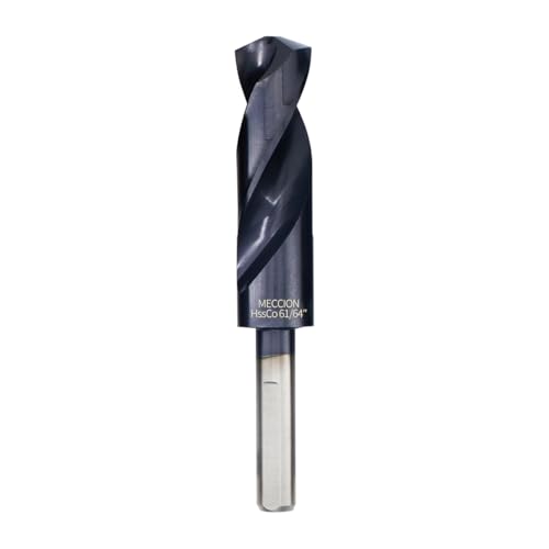 Meccion 61/64 Zoll Bohrer Titan-Aluminium-Nitrid beschichtet, M35 Kobalt-Hochgeschwindigkeitsstahl, reduzierter Schaft, Bohrer für Metall, Edelstahl, Gusseisen, Kupfer, Aluminium usw. Meccion 61/64 Zoll Bohrer Titan-Aluminium-Nitrid beschichtet, M35 Kobalt-Hochgeschwindigkeitsstahl, reduzierter Schaft, Bohrer für Metall, Edelstahl, Gusseisen, Kupfer, Aluminium usw. von Meccion