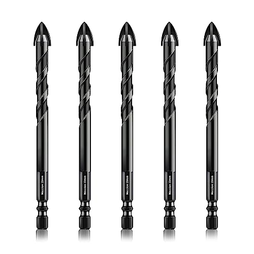 Meccion Fliesenbohrer 5tlg. 10mm Glasbohrer Professionell Kreuz Wolframkarbid Bohrer für Fliesen, Keramik, Mauerwerk, Glas, Kunststoff, Holz, Porzellan, Weichmetall Meccion Fliesenbohrer 5tlg. 10mm Glasbohrer Professionell Kreuz Wolframkarbid Bohrer für Fliesen, Keramik, Mauerwerk, Glas, Kunststoff, Holz, Porzellan, Weichmetall von Meccion