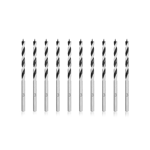 Meccion Holzbohrer 3mm 10Pcs Holzschlangenbohrer Brad Point Holzspiralbohrer Professional Holzbearbeitungbohrer von Meccion