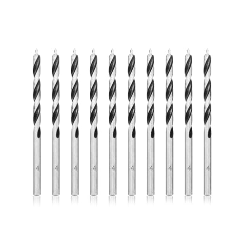 Meccion Holzbohrer 4mm 10Pcs Holzschlangenbohrer Brad Point Holzspiralbohrer Professional Holzbearbeitungbohrer von Meccion