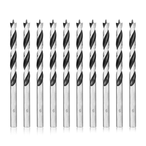 Meccion Holzbohrer 6mm 10Pcs Holzschlangenbohrer Brad Point Holzspiralbohrer Professional Holzbearbeitungbohrer Meccion Holzbohrer 6mm 10Pcs Holzschlangenbohrer Brad Point Holzspiralbohrer Professional Holzbearbeitungbohrer von Meccion