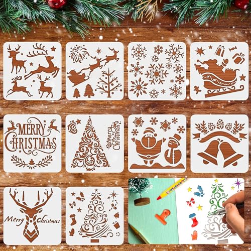 Schablone Weihnachten, 10 Stück Schablonen, Weihnachtsschablonen, Schablone Weihnachten, Fenster Schablonen Weihnachten, Schablonen Kinder Wiederverwendbar, Malschablonen für Kinder Weihnachten Advent Schablone Weihnachten, 10 Stück Schablonen, Weihnachtsschablonen, Schablone Weihnachten, Fenster Schablonen Weihnachten, Schablonen Kinder Wiederverwendbar, Malschablonen für Kinder Weihnachten Advent von Mecctuck