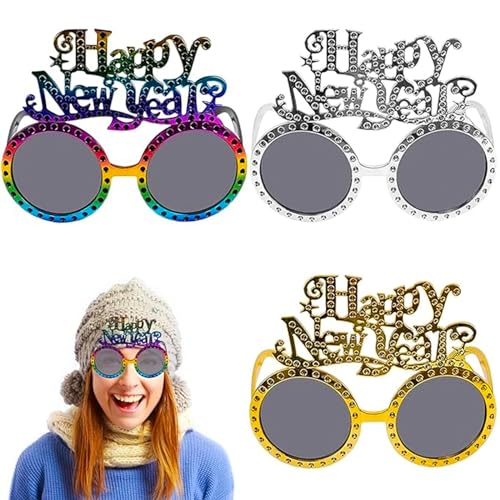 3 Stück Silvester Brille 2025, Partybrille, Neujahr Sonnenbrille, Lustige Brillen, Silvester Deko, Happy New Year Brillen, Silvester Foto Requisiten 2025, Silvester Partybrille für Silvester Geschenk 3 Stück Silvester Brille 2025, Partybrille, Neujahr Sonnenbrille, Lustige Brillen, Silvester Deko, Happy New Year Brillen, Silvester Foto Requisiten 2025, Silvester Partybrille für Silvester Geschenk von Mecctuck